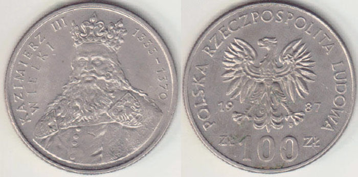 1987 Poland 100 Zlotych (King Kazimierz III) A005807